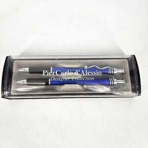 Pier Carlo D Alessio Ballpoint Pen Lead Pencil Set 2 Blue Black Ink Designer Box